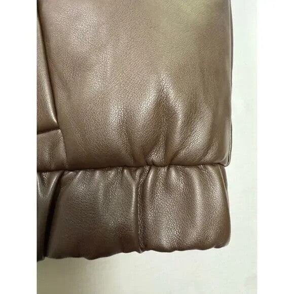 Abercrombie & Fitch Dark Brown Puffer Vest, Faux Leather - M - Picture 6 of 8